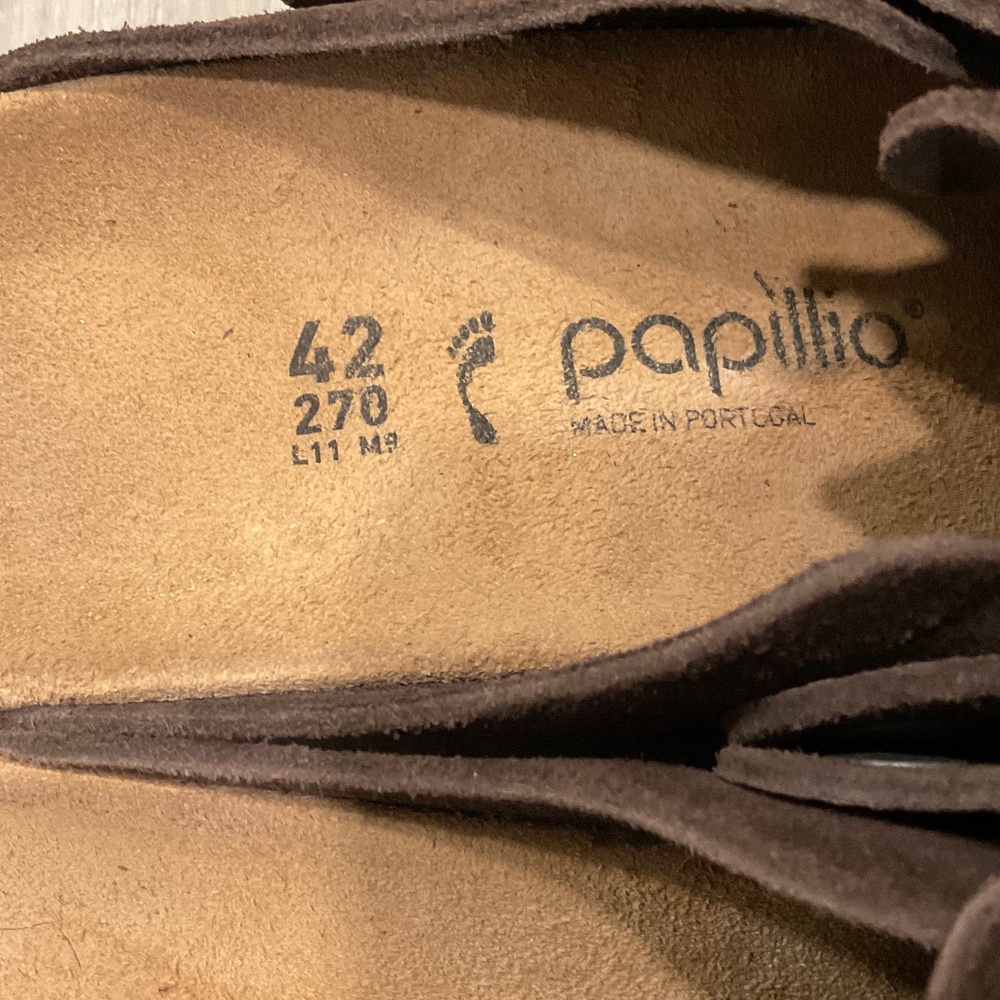 BIRKENSTOCK Papillio Fanny Suede Wedge Clog Brown Size Women’s 11 Like New - Picture 3 of 10